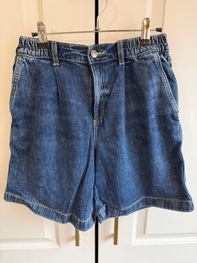 aerie Dark Blue Relaxed Long Denim Jean Shorts NWOT